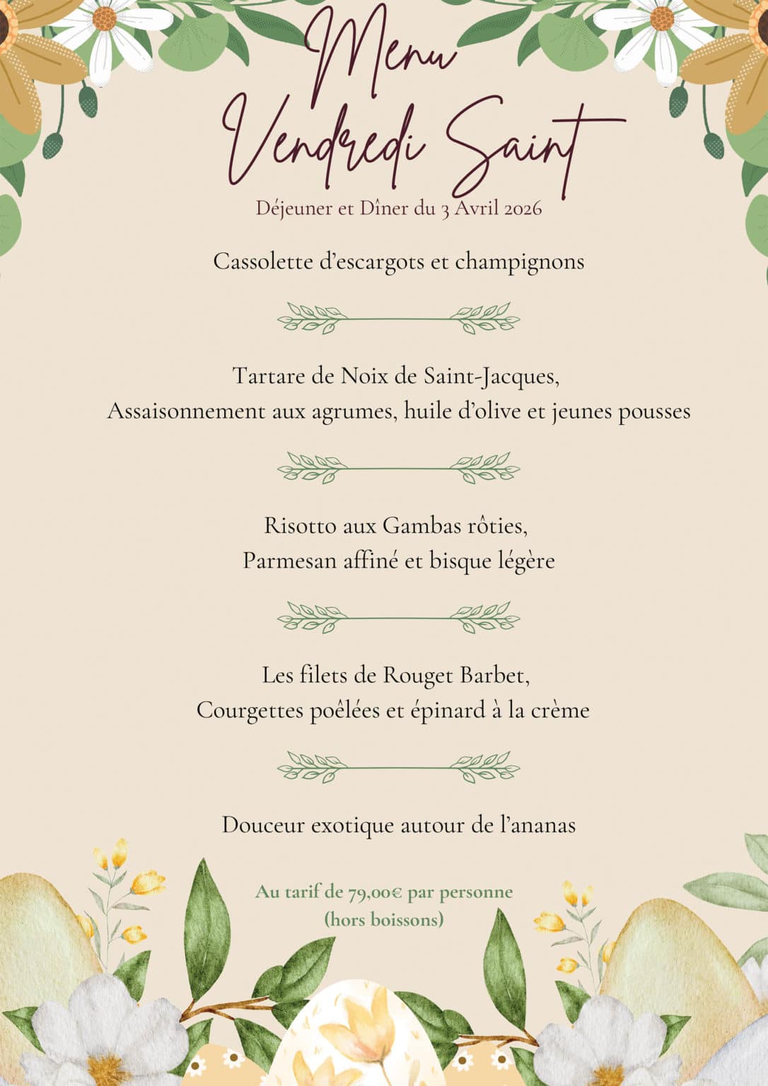 Menu Vendredi Saint 2026