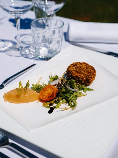 entree croustillant pane salade tomate confite